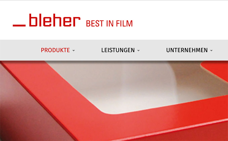 Webdesign und Produktdatenbank für Bleher Folientechnik GmbH